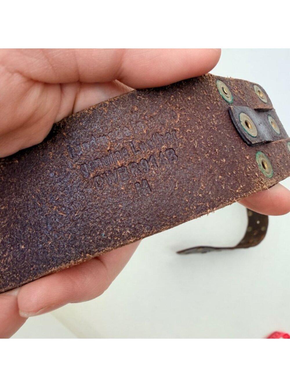 Linea Pelle vintage Studded Leather Belt Brown Brass Western Distressed Size M - Picture 5 of 9